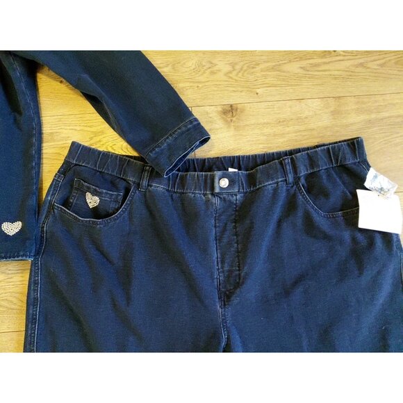 Quackery Factory Straight Leg Jeans Stretch Denim Blazer Rhinestone Bling 2X NWT - Picture 8 of 12